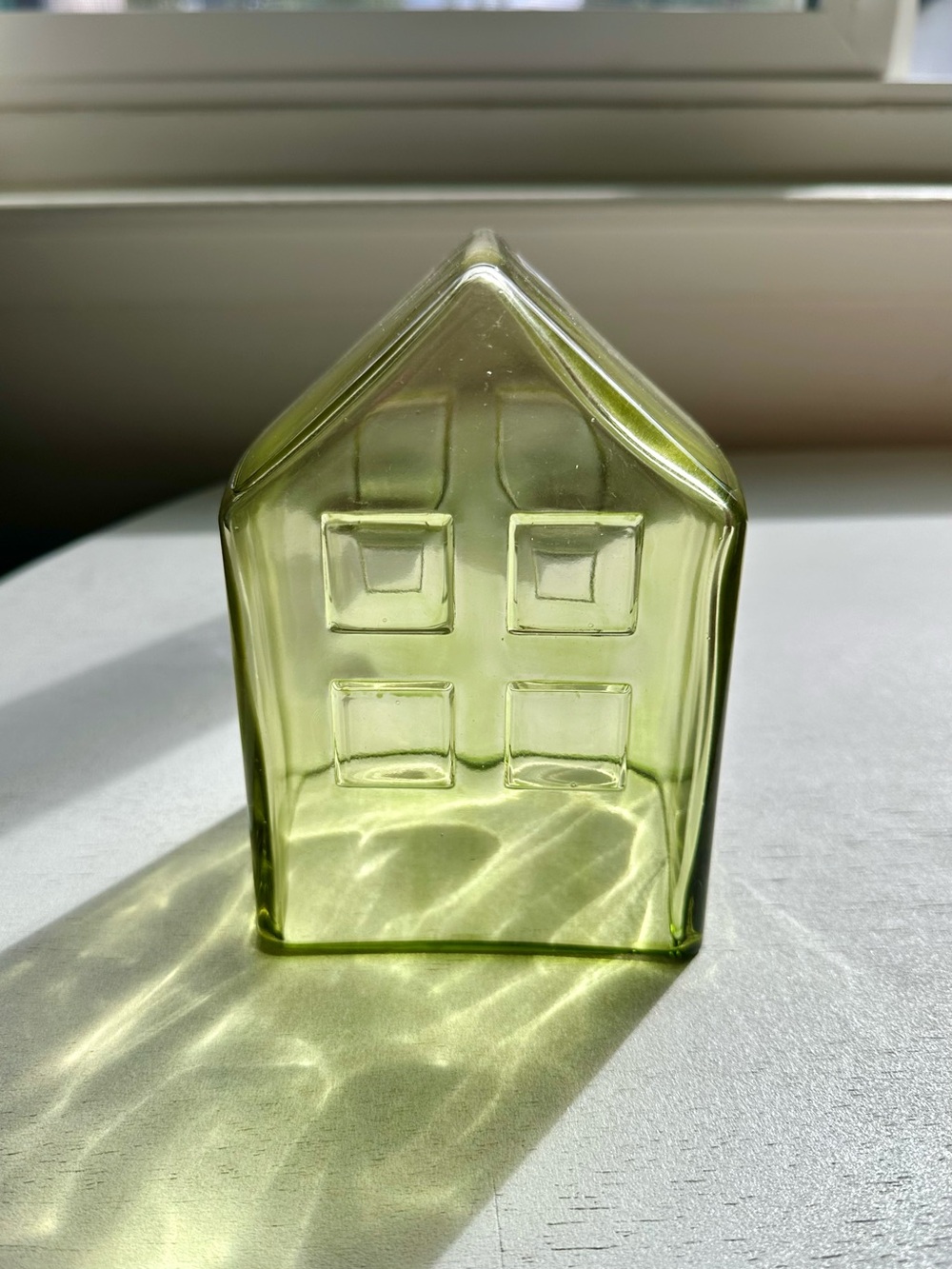 Green glass house tabletop decor holiday christmas cottage farmhouse grandmacore